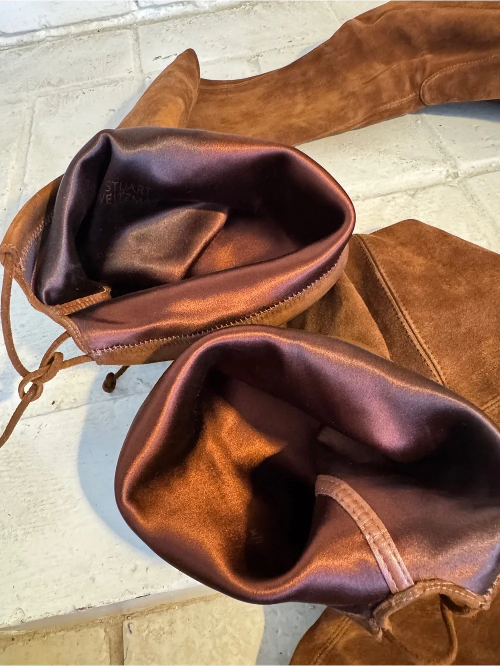 Stuart Weitzman Brown Suede Over-the-Knee Block Heel Boots – Size 9.5M